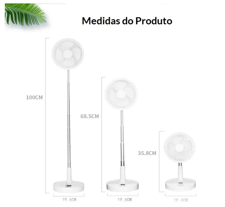 Ventilador Portátil Recarregável Wireless Bivolt Retrátil